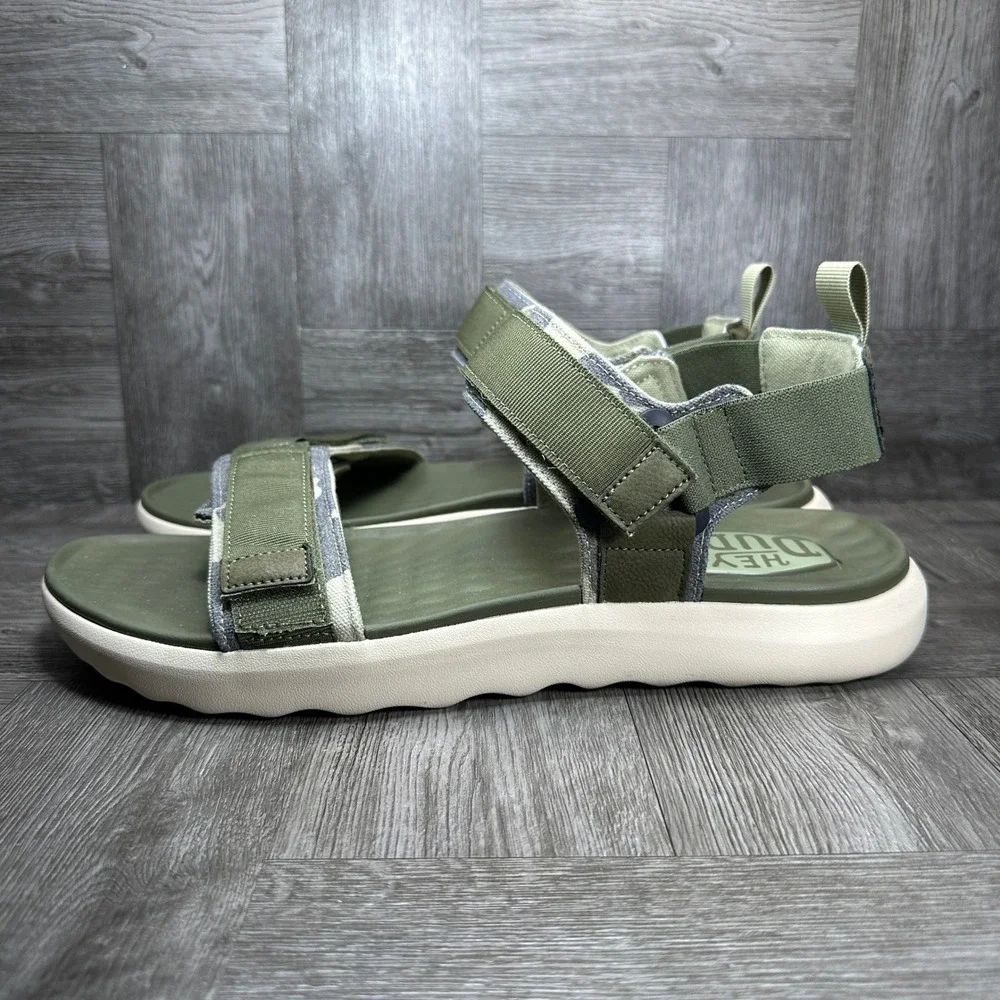 Hey Dude Carson Sandal Mens 13 Green Camo Sport Mode Lightweight Casual NEW